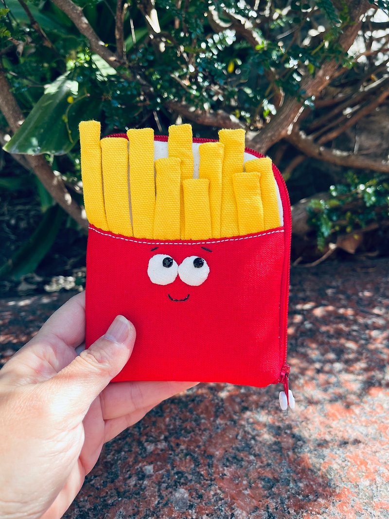 French fries L-shaped zipper small wallet - Coin Purses - Cotton & Hemp 