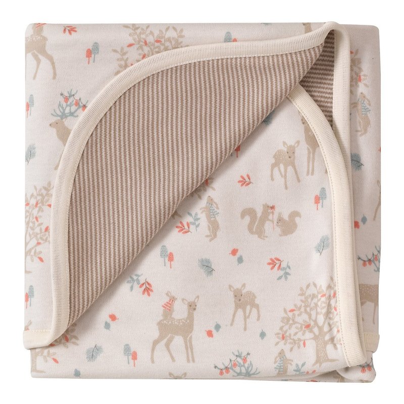 100% 有機棉 可愛小花鹿 嬰兒包巾 英國品牌 - 滿月禮物 - 棉．麻 粉紅色