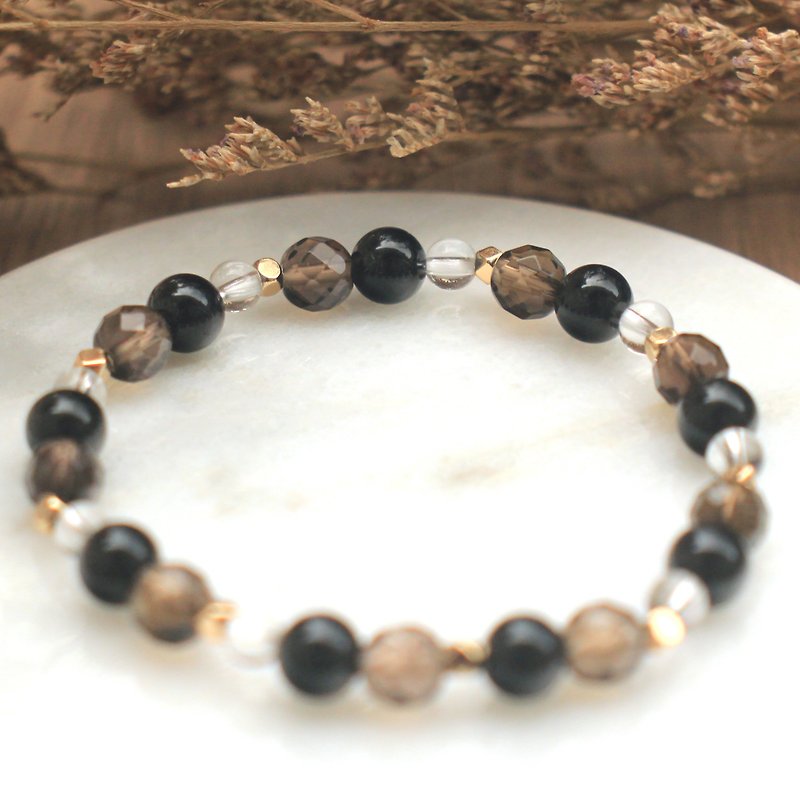 Crystal bracelet | with black tourmaline | citrine - Bracelets - Crystal Brown
