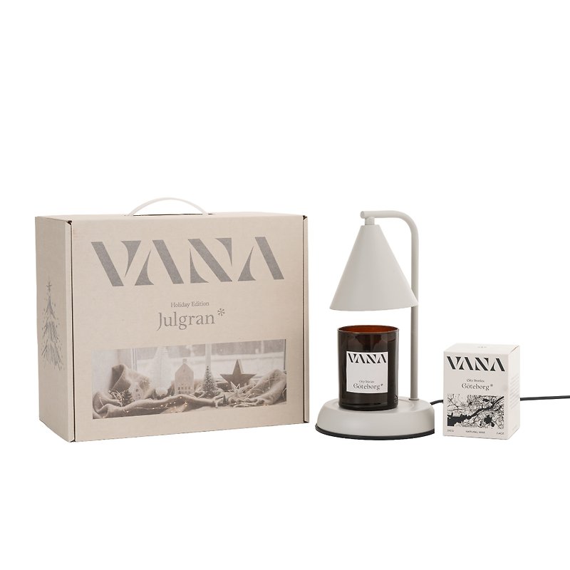 Lagom no.24 Metal Fragrance Melted Wax Lamp Gift Box - 2 Types in Fog Gray White - เทียน/เชิงเทียน - ขี้ผึ้ง ขาว