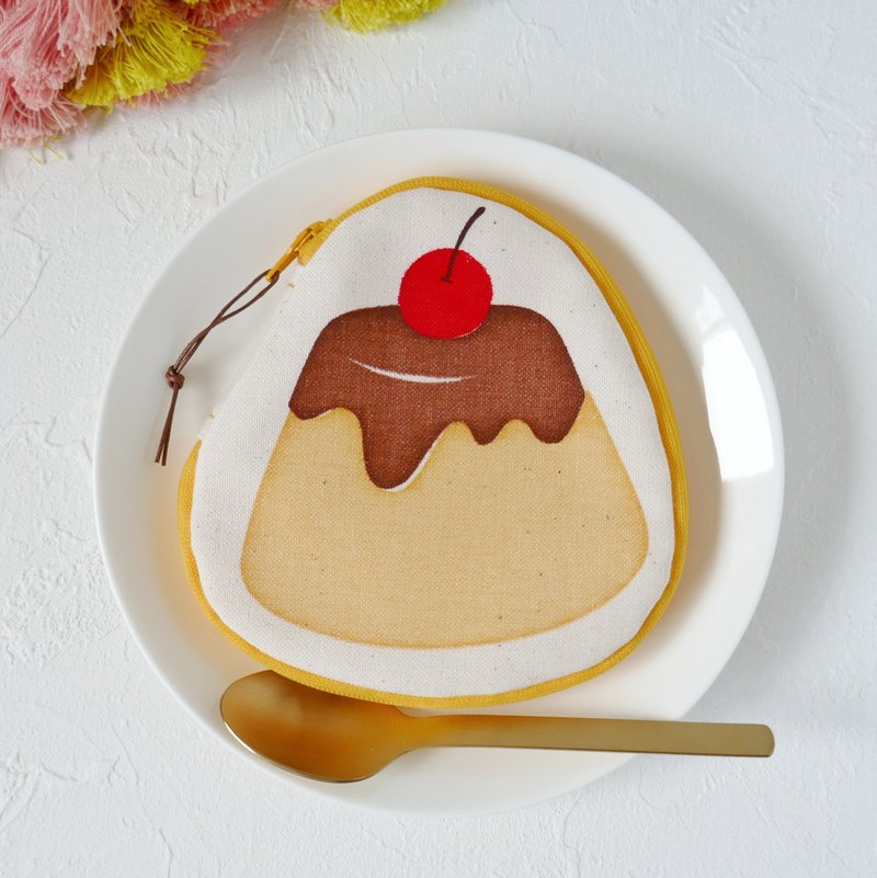 プリンのポーチ - 化妝包/收納袋 - 棉．麻 黃色