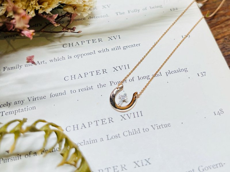 【Moriarty Jewelry】- 神聖馬蹄鐵 U型 - 14K 玫瑰金  小鑽項鍊 - 項鍊 - 玫瑰金 
