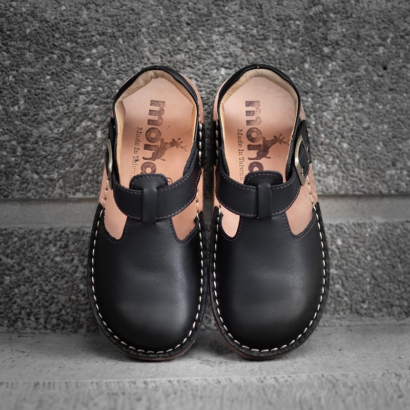 Vegetable tanned leather shoes Mary Jane_wax Wax - รองเท้าหนังผู้หญิง - หนังแท้ สีดำ