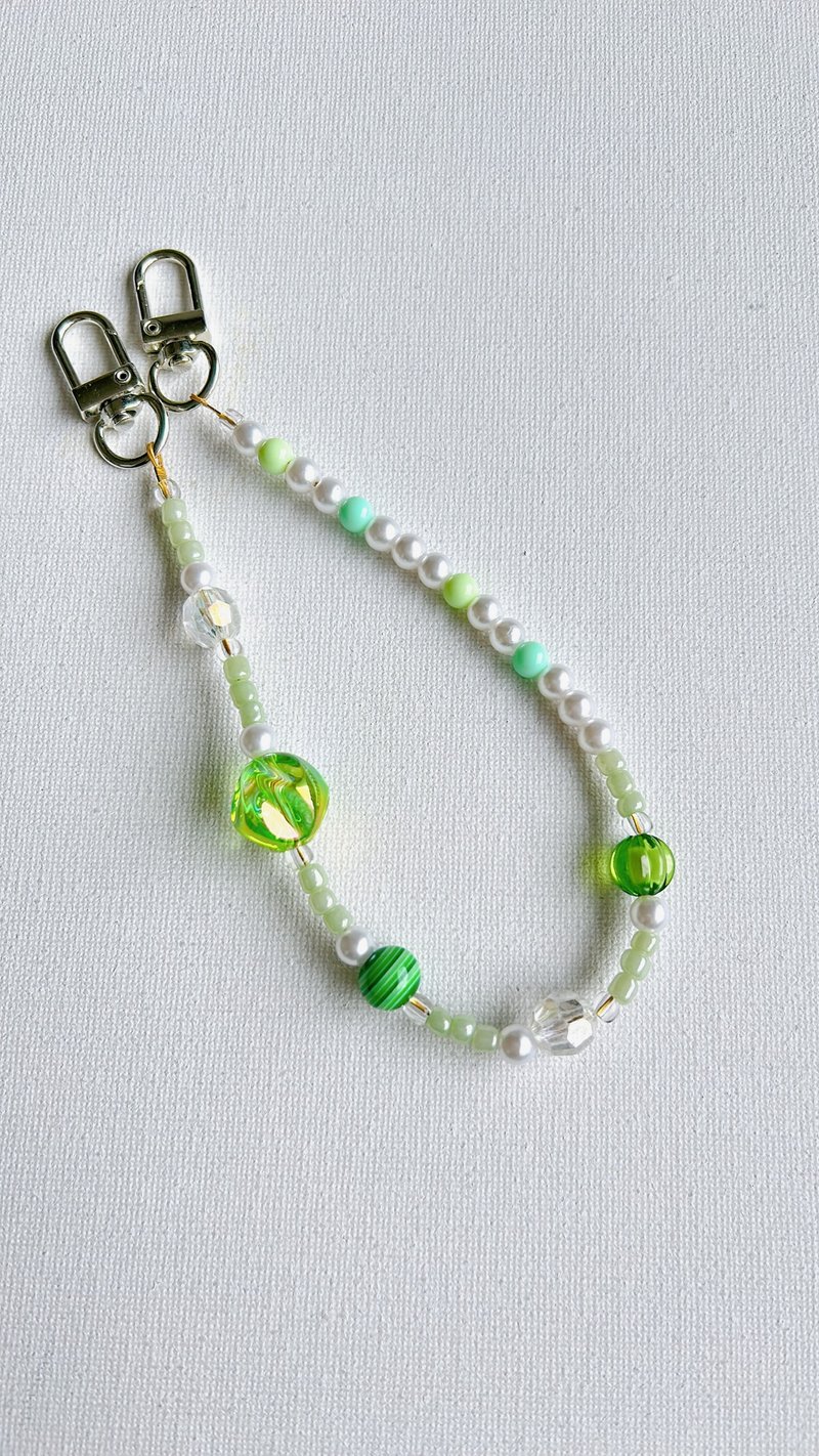 Green Elf Pearl Mobile Phone Strap Mobile Phone Lanyard Mobile Phone Case Anti-fall Chain - อุปกรณ์เสริมอื่น ๆ - พลาสติก สีเขียว