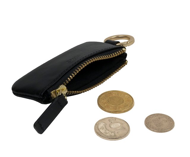 alto レザーキーリング付きコインケース coin pouch – カラス黒 