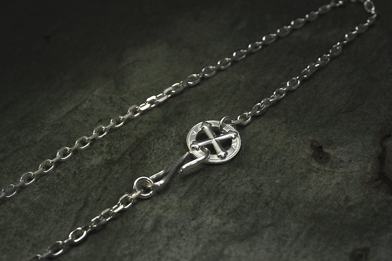 925 sterling silver fine angle chain x cross medicine wheel chain set 50cm - Necklaces - Sterling Silver Silver