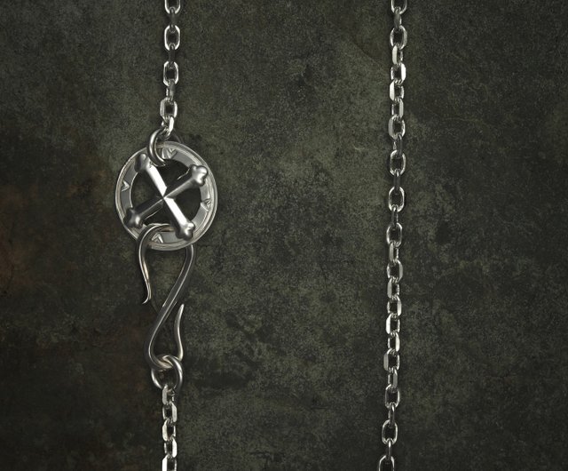 シルバー925 細角チェーン×クロスメディスンホイールチェーンセット