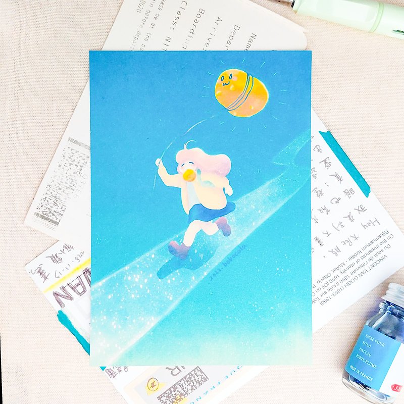 台灣風景/插畫收藏明信片/一起遛太陽 Sunny Day/ 元氣之卡 - 卡片/明信片 - 紙 藍色
