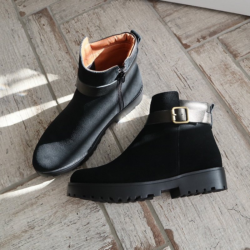 【Twilight of the winter】3M Waterproof Boots -  Black - รองเท้าบูทสั้นผู้หญิง - หนังแท้ สีดำ