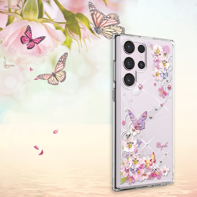 Samsung S25/S24/S23/S22 輕薄軍規防摔水晶彩鑽手機殼-迷蝶香 - 手機殼/手機套 - 其他材質 多色