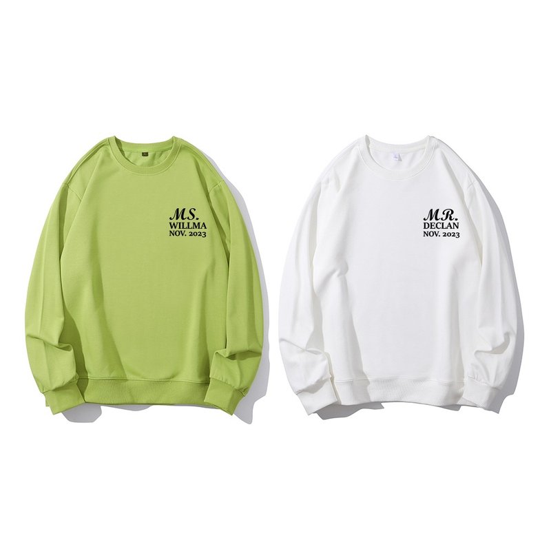 Customized single-piece couple's men's and women's sweatshirts Customized round neck long-sleeved sweatshirts - Unisex Hoodies & T-Shirts - Cotton & Hemp Multicolor