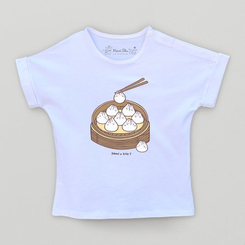 Mori Shu Kid-麻糬兔小籠包小孩T-shirt (白色)
