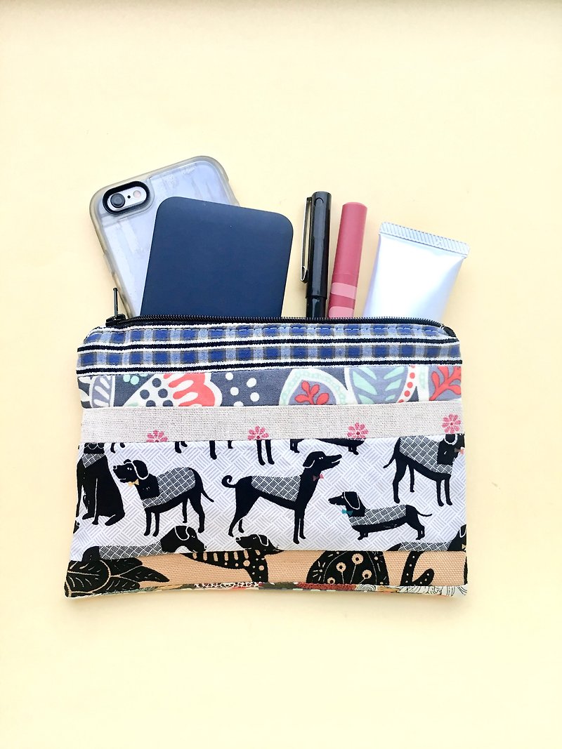Zipper pouch makeup bag (Button cube insert) - Toiletry Bags & Pouches - Cotton & Hemp Multicolor