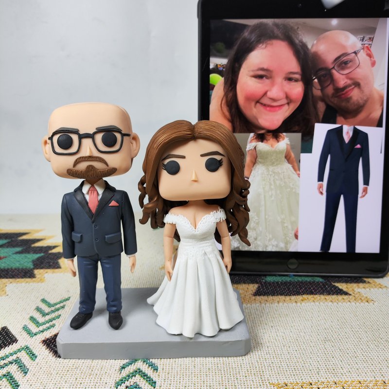 客製化3D人像公仔 訂製手工Funko Pop情侶父母夫妻結婚週年禮物 - 公仔/玩偶 - 黏土 多色