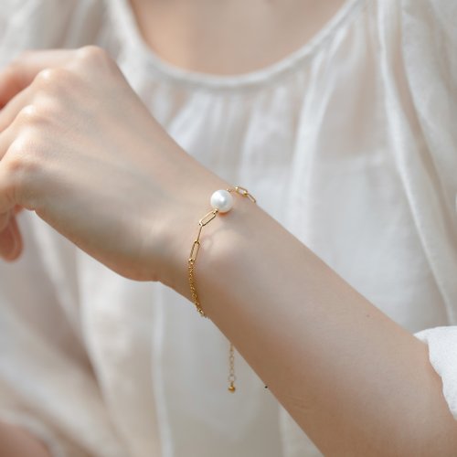 Zuzu Jewelry 復刻時光 天然珍珠手鍊 醫療鋼鍍18k金 手工珍珠手環