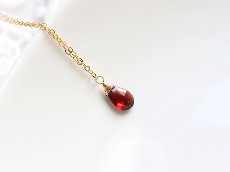 Love Fulfillment Garnet Crimson Necklace January Birthstone - Necklaces - Gemstone Red