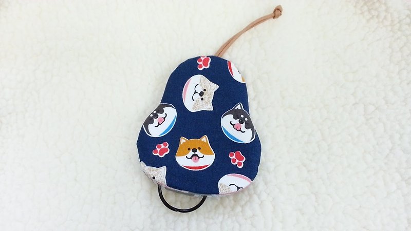 笑笑柴犬(藍) 梨型鑰匙包【K180303】 - 鑰匙圈/鑰匙包 - 棉．麻 多色