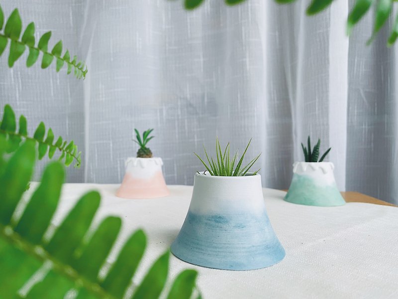 Shan Lan Special Feature-Misty Blue Hills | Succulent / Cactus / Air Pineapple Cement Pot - Plants - Cement Blue