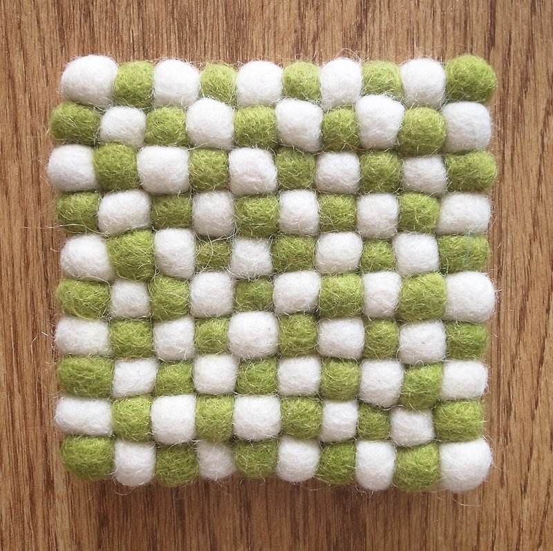 Cup coasters, Felt coasters Square 10cm Green - Coasters - Wool Green