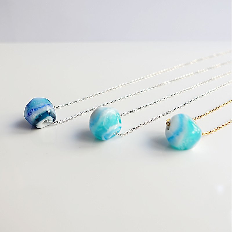 海洋系列 手工琉璃 項鍊 - 項鍊 - 玻璃 藍色
