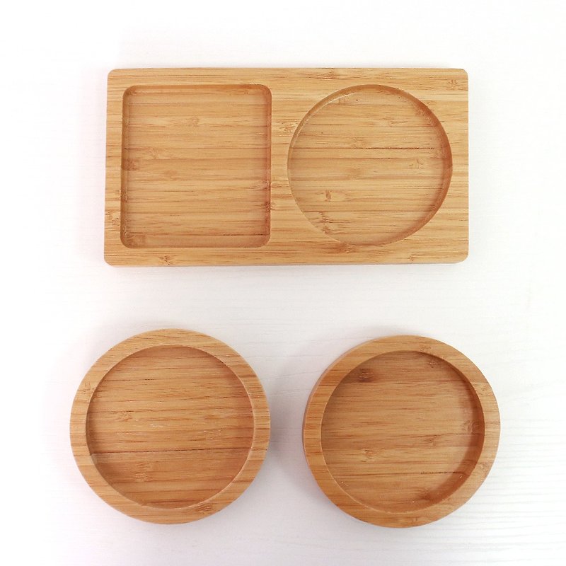Refurbished/bamboo and beech coasters and tray series - ที่รองแก้ว - ไม้ สีนำ้ตาล