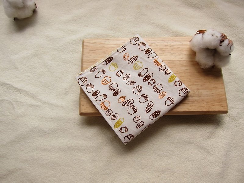 栗栗綿のハンカチ（二重糸+平織り綿の布） - スタイ - コットン・麻 ホワイト