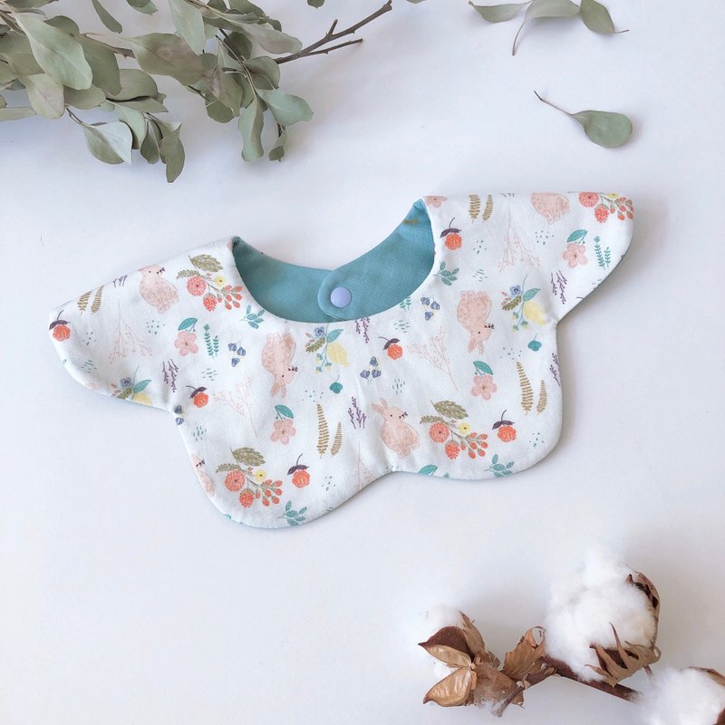 Shimamori's / flower bib pocket / double-sided / Ribit - Bibs - Cotton & Hemp Blue