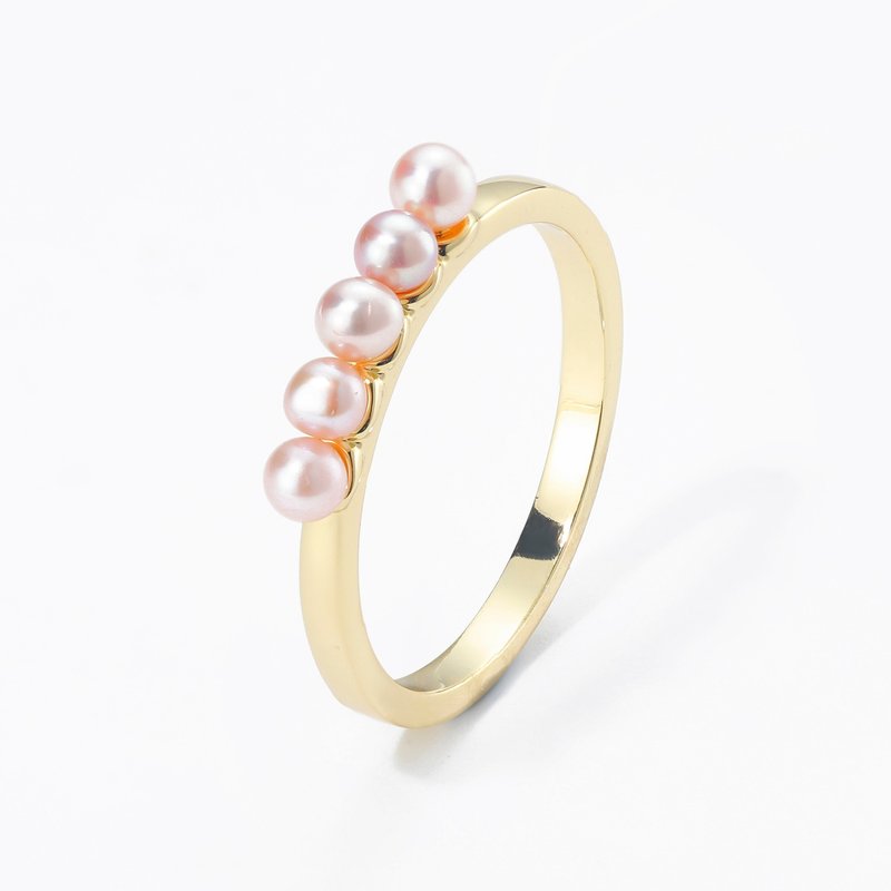 Pearl ring Evelyn freshwater pearl finely plated 14k gold classic design - General Rings - Pearl White