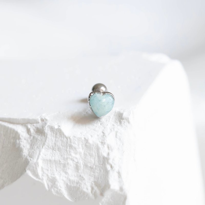 Stone 925 sterling silver melting heart bead earrings - Earrings & Clip-ons - Gemstone Silver