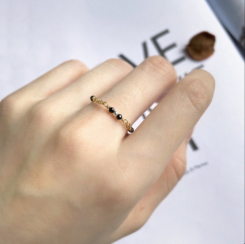 Found.Myth natural pink aventurine chain ring sterling silver 14kgf - General Rings - Semi-Precious Stones 
