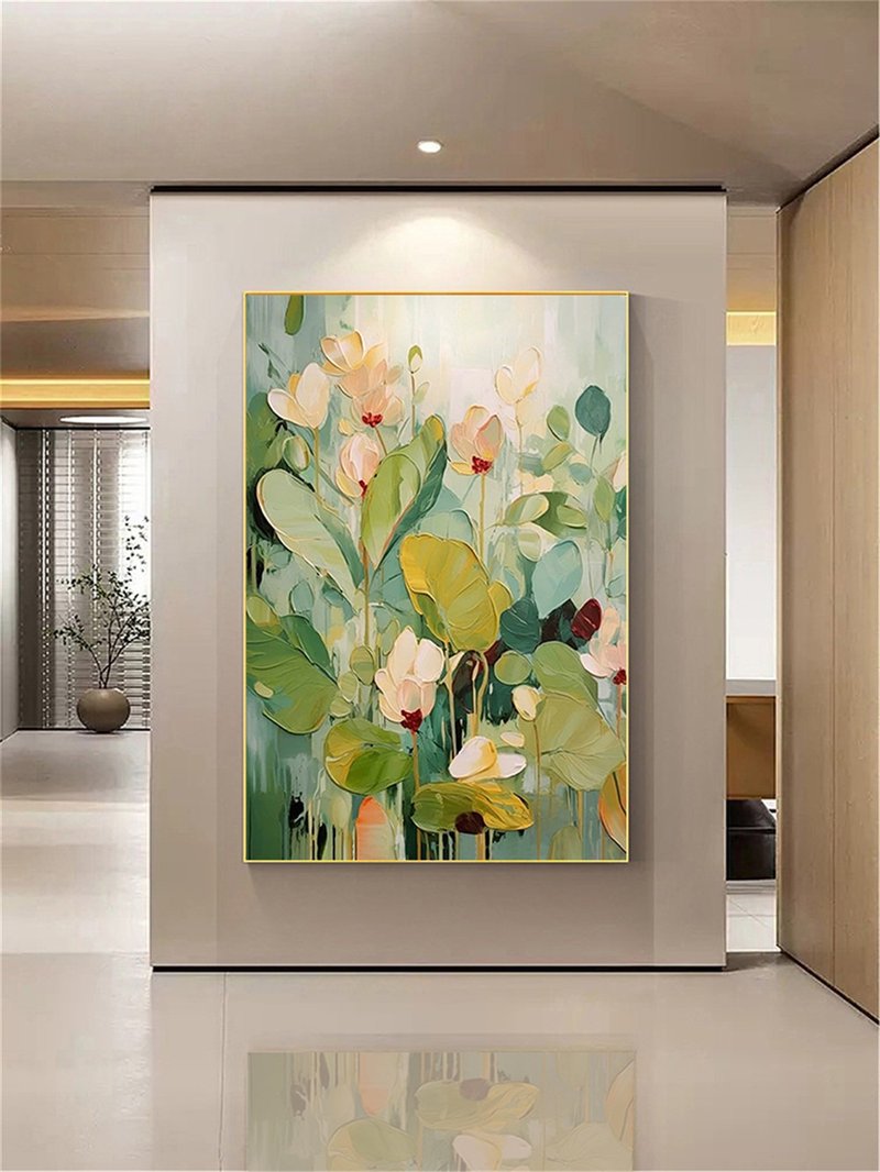 夏花 手繪油畫/抽象/原創商品/裝飾畫/掛畫/客廳/走廊/玄關掛畫 - 海報/掛畫/掛布 - 亞麻 多色