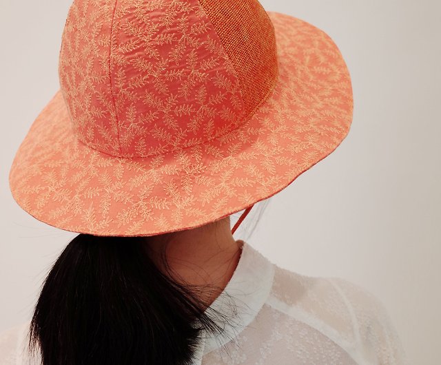 Japanese cloth-hexagonal round hat orange/sun hat/hiking hat/camping hat/outdoor  hat - Shop chfashion2010 Hats & Caps - Pinkoi