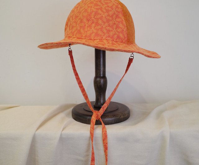 Japanese cloth-hexagonal round hat orange/sun hat/hiking hat