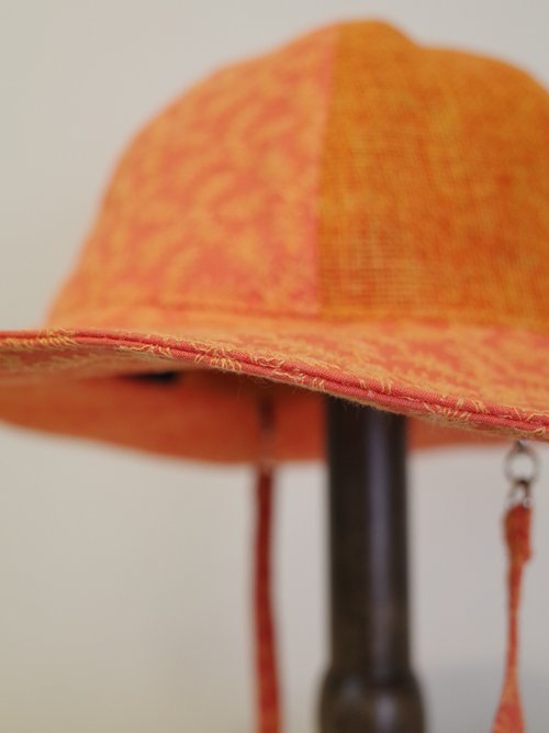 Japanese cloth-hexagonal round hat orange/sun hat/hiking hat