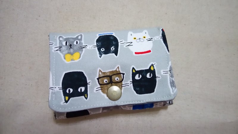 零錢小包-灰底貓貓 - 散紙包 - 棉．麻 