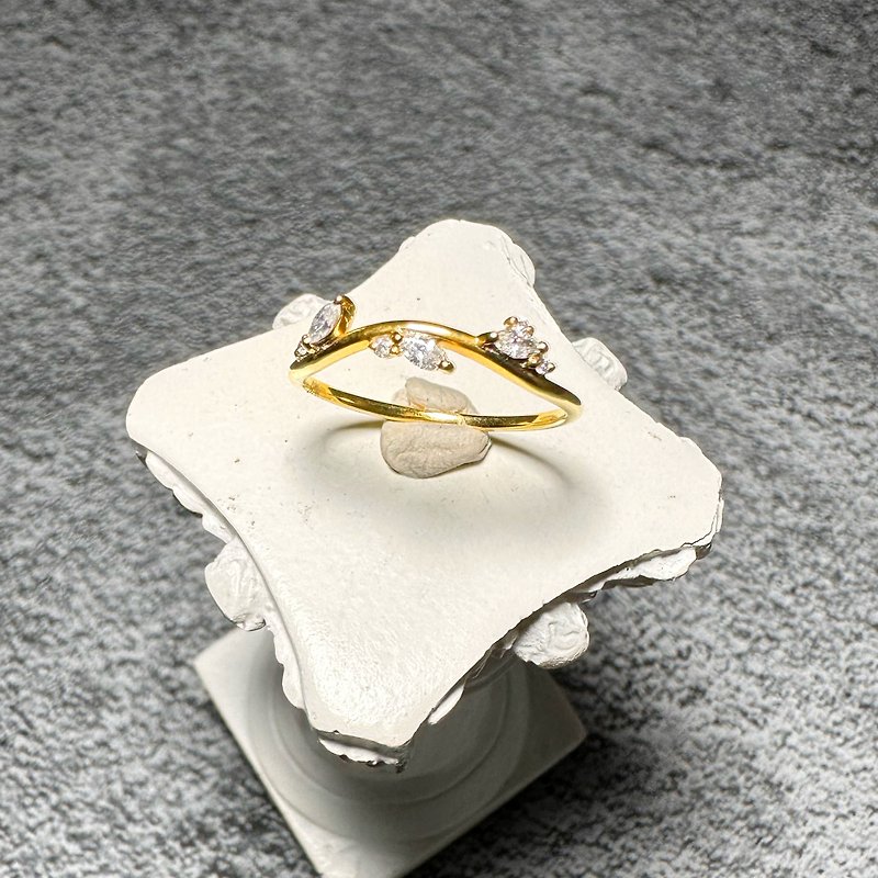 14K黃金 馬眼鑽石 金工 戒指 - 戒指 - 鑽石 白色