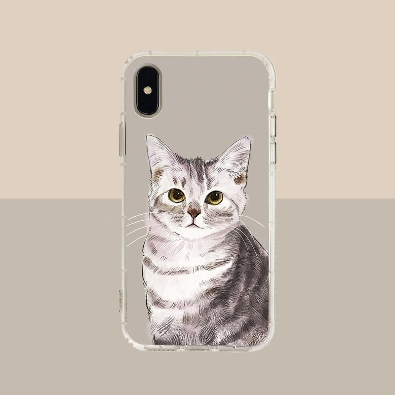 Big Face Grey Cat Embossed Air Compression Case-iPhone/Samsung, HTC.OPPO.ASUS/Original Pet Phone Case - Phone Cases - Plastic 