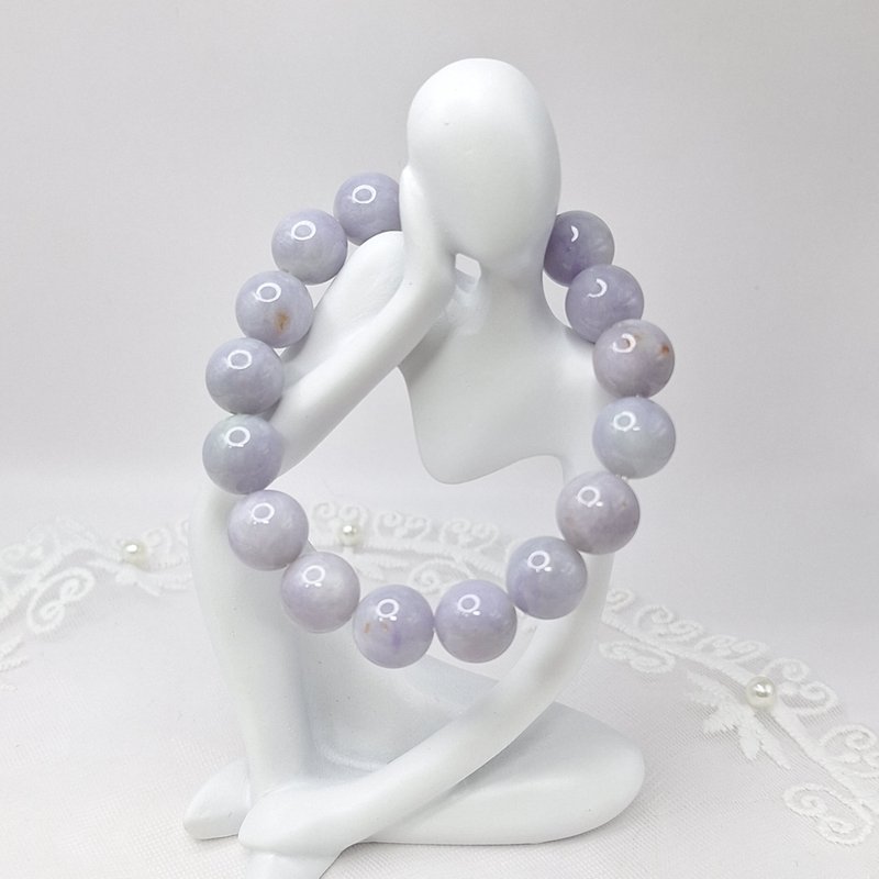 Intense Purple Violet Sprinkled Osmanthus Cake Bracelet Hand Beads String | Natural Burmese Jade A Grade Jadeite - Bracelets - Jade 