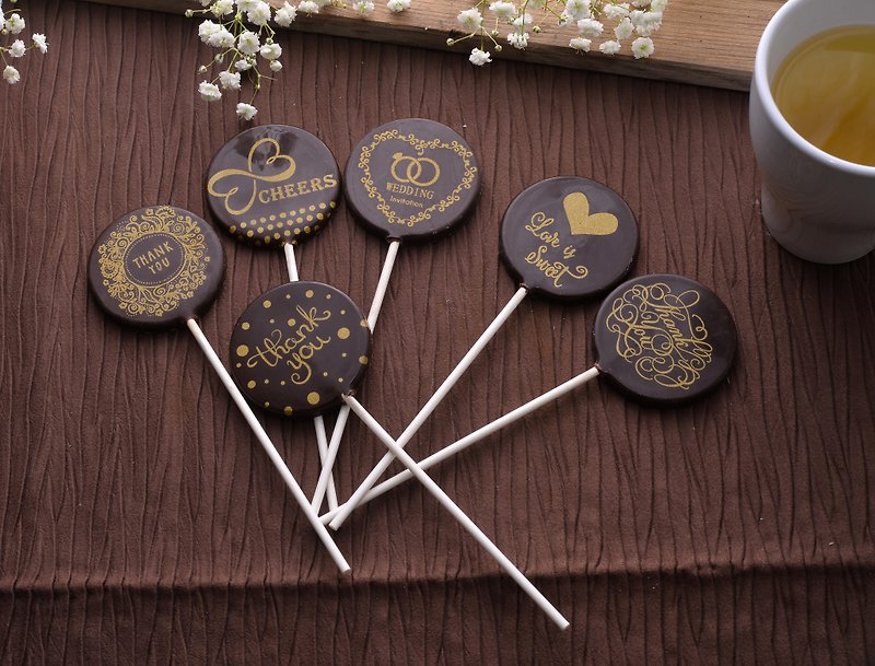 Bronzing Totem Wedding Chocolate Lollipop (22g/pc) - Wedding Small Things - ช็อกโกแลต - อาหารสด 