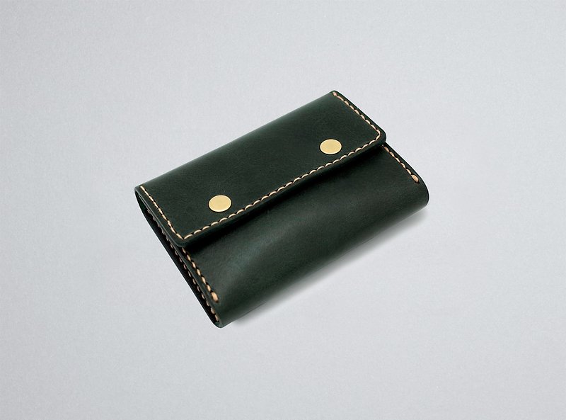 Leather Card Holder (13 colors / engraving service) - Card Holders & Cases - Genuine Leather Green