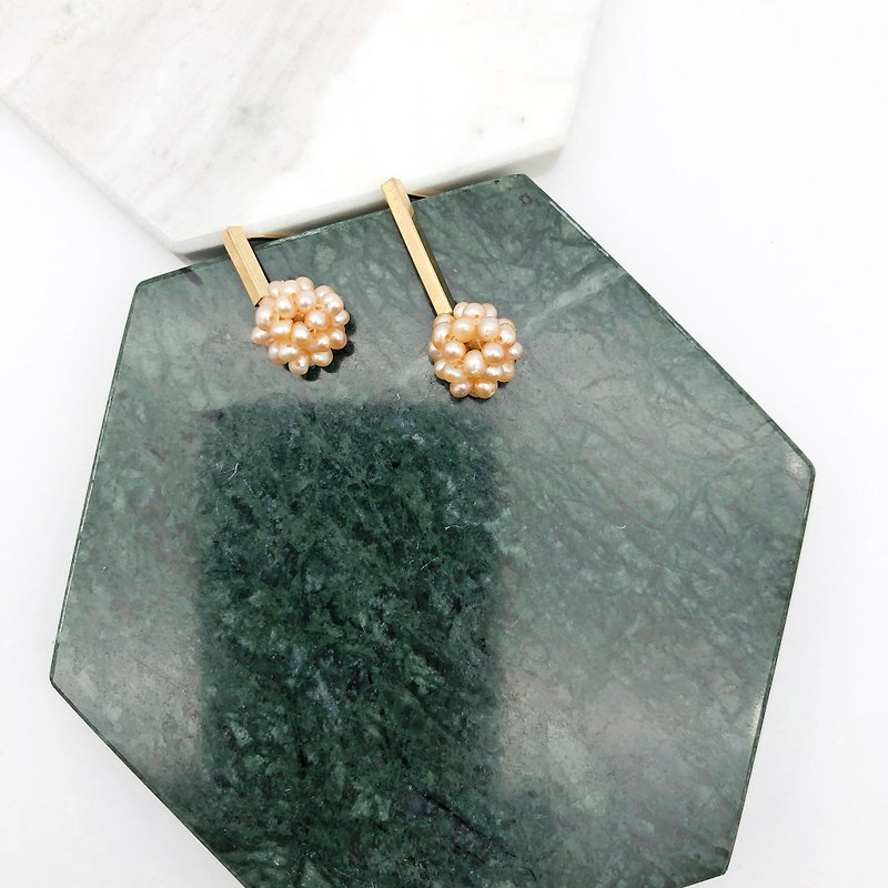 Elegant Pearls 14kgf  Earrings【New Year Earrings】【Mothers  Day Gift】 - Earrings & Clip-ons - Pearl Orange