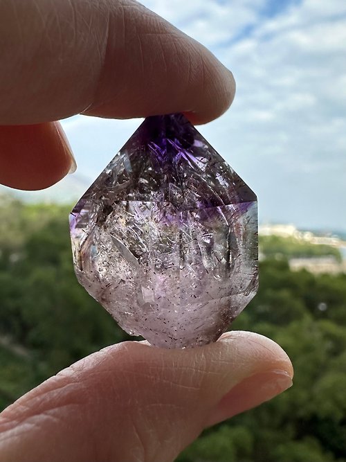 Septetone能量水晶 一圖一物/紫黑超級七水晶原石 晶體清透礦物明顯 稀有 獨一無二