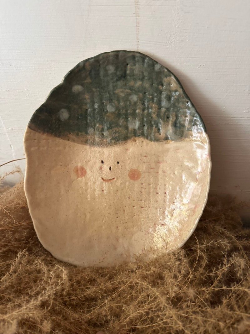綠豆笑臉盤 - 其他 - 陶 綠色