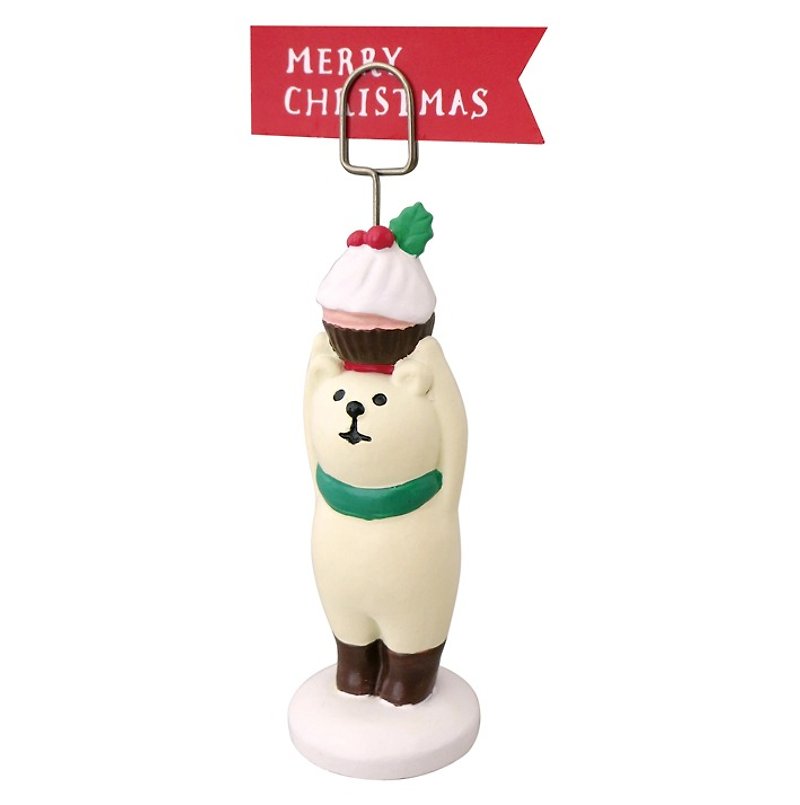 [Japan Decole] Christmas limited edition Christmas card holder ★ Christmas white bear and cup cake - Items for Display - Other Materials White