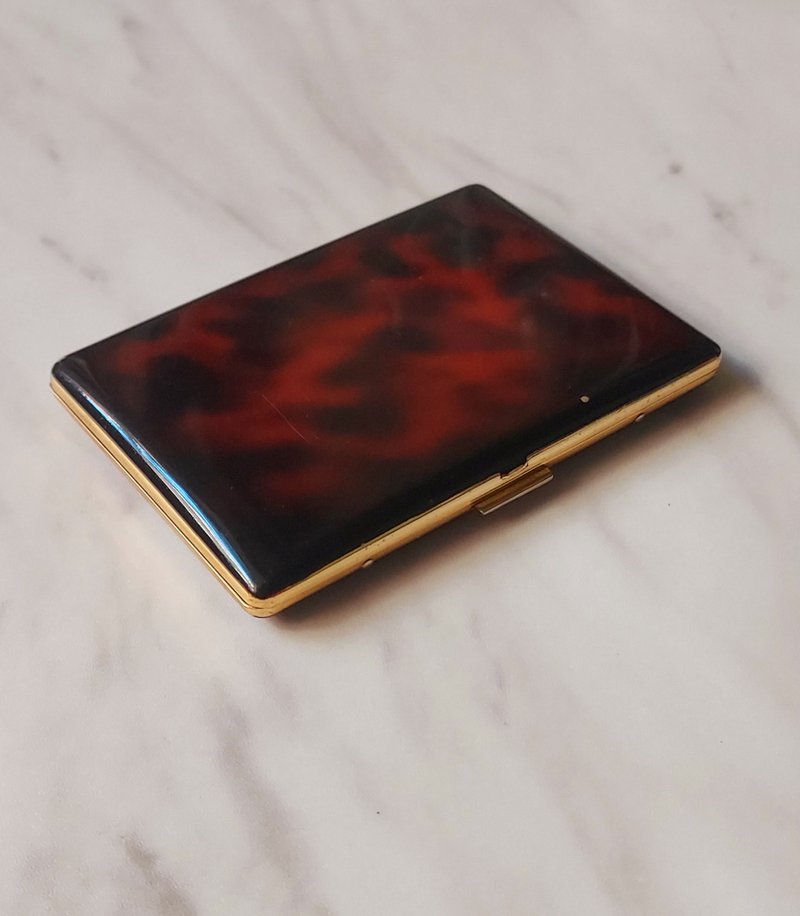 Popular Era•Antique cigarette case with Bronze tire imitation tortoiseshell pattern•Elegance - ที่เก็บนามบัตร - โลหะ 