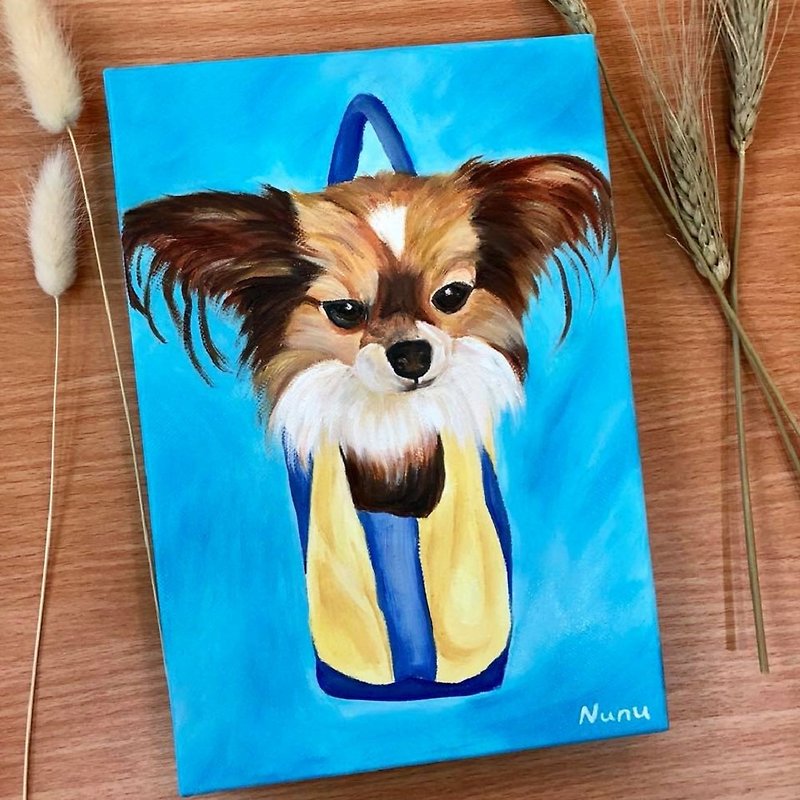 客製寵物畫 油畫 - 似顏繪/人像畫 - 顏料 藍色