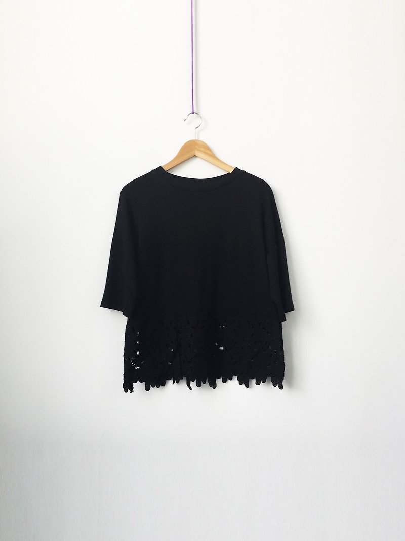 Black with lase t-shirt - Women's T-Shirts - Cotton & Hemp 