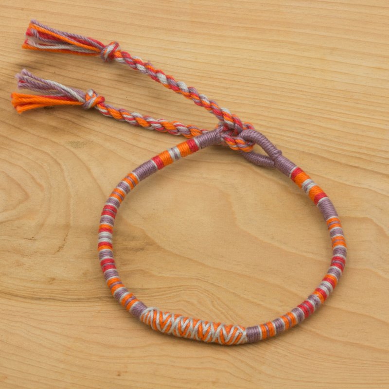 Nai hand-made original hand-knitted hand rope bracelet - Bracelets - Cotton & Hemp Orange