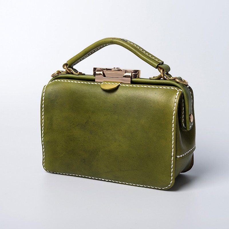 [Tangent Pie] Dulles Handmade Gold Bag Lady Doctor Bag Leather Messenger Bag Portable Small Square Bag Mini - กระเป๋าเอกสาร - หนังแท้ หลากหลายสี