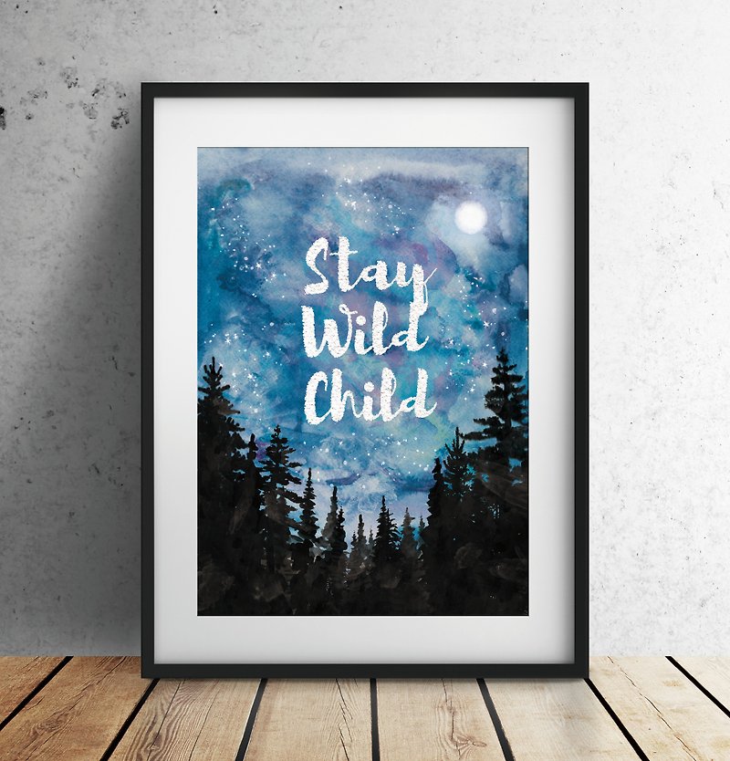 stay wild child customizable posters - โปสเตอร์ - กระดาษ สีน้ำเงิน